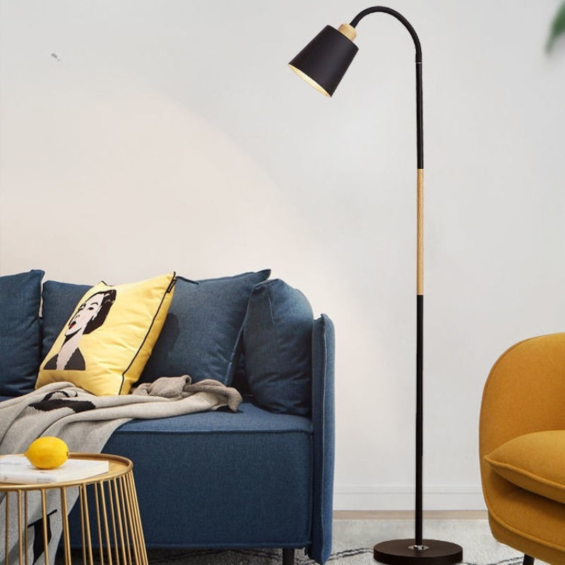 Floor Lamp Adjustable with Wooden Detail | LED Reading Light