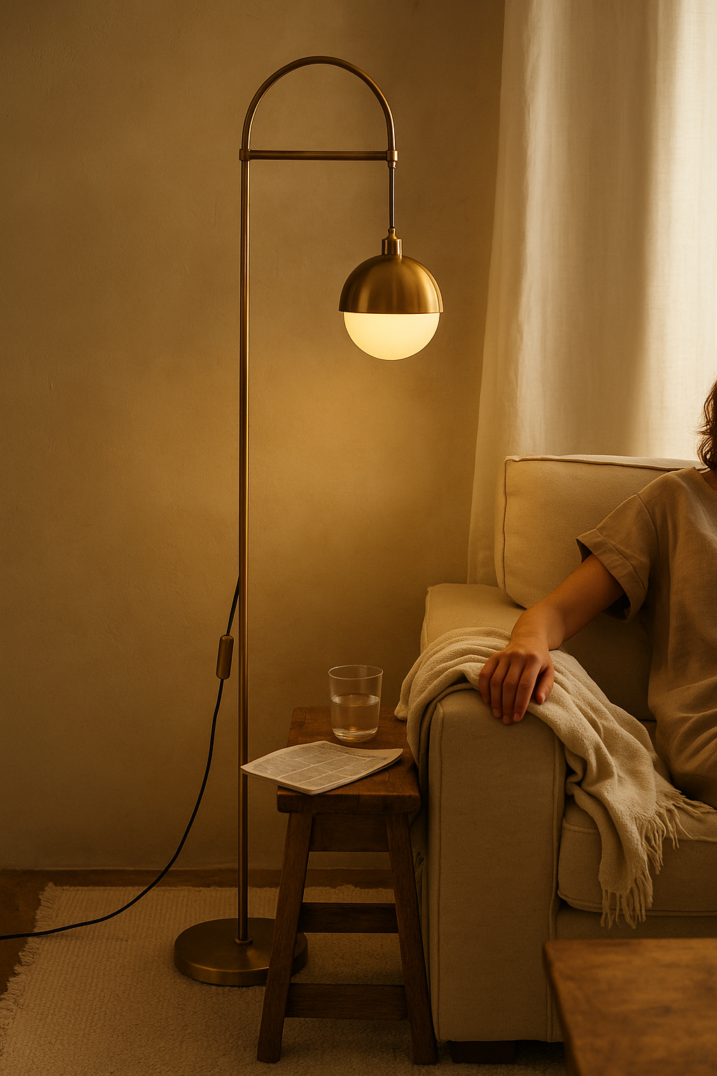 Floor Lamp Arc Brass Living Room | Globe Shade