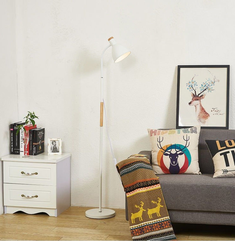 Floor Lamp Black Reading Living Room | Wooden Detail