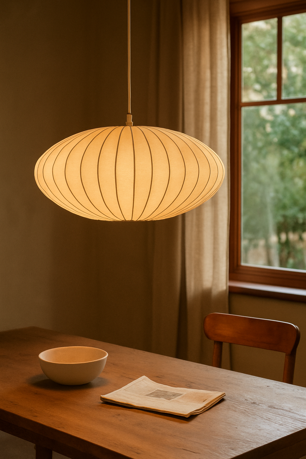 Pendant Light Ribbed Oval Living Room | Saucer Shape
