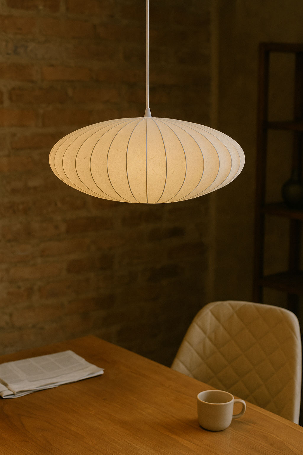 Pendant Light Ribbed Oval Living Room | Saucer Shape