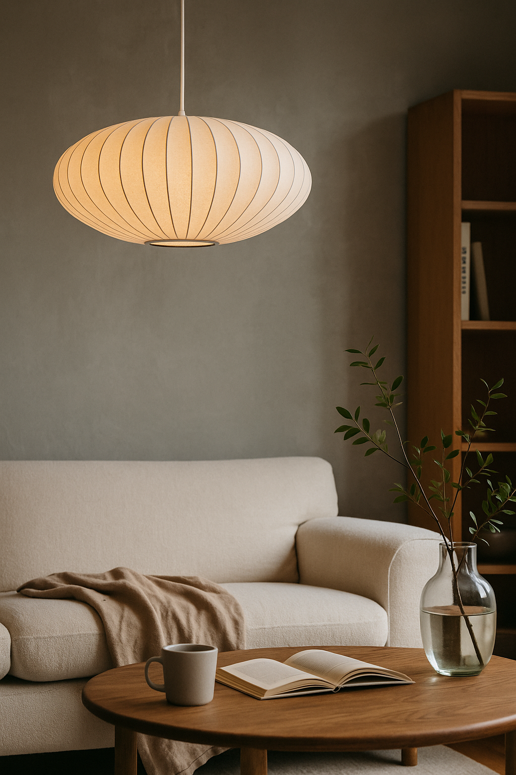 Pendant Light Ribbed Oval Living Room | Saucer Shape