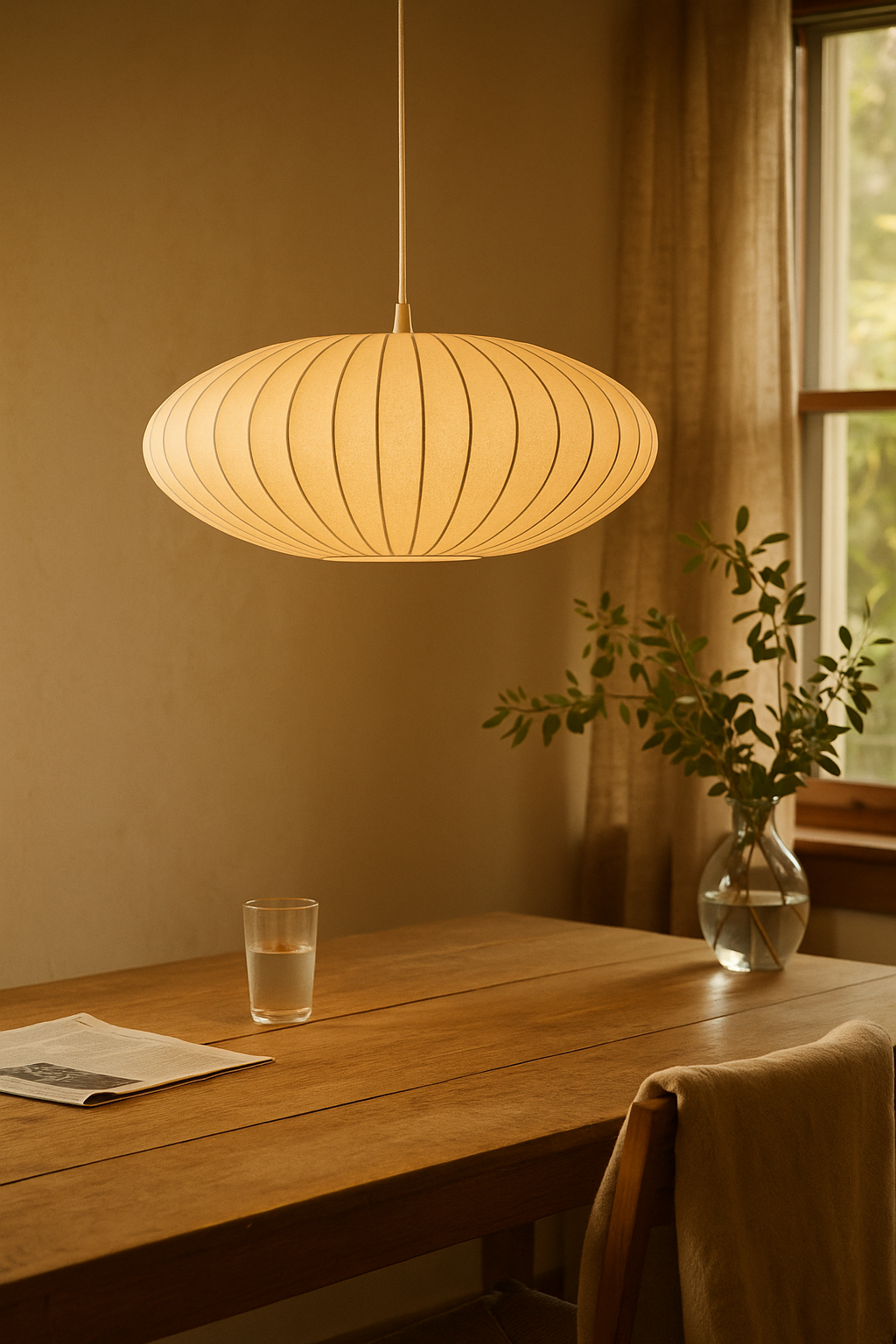 Pendant Light Ribbed Oval Living Room | Saucer Shape