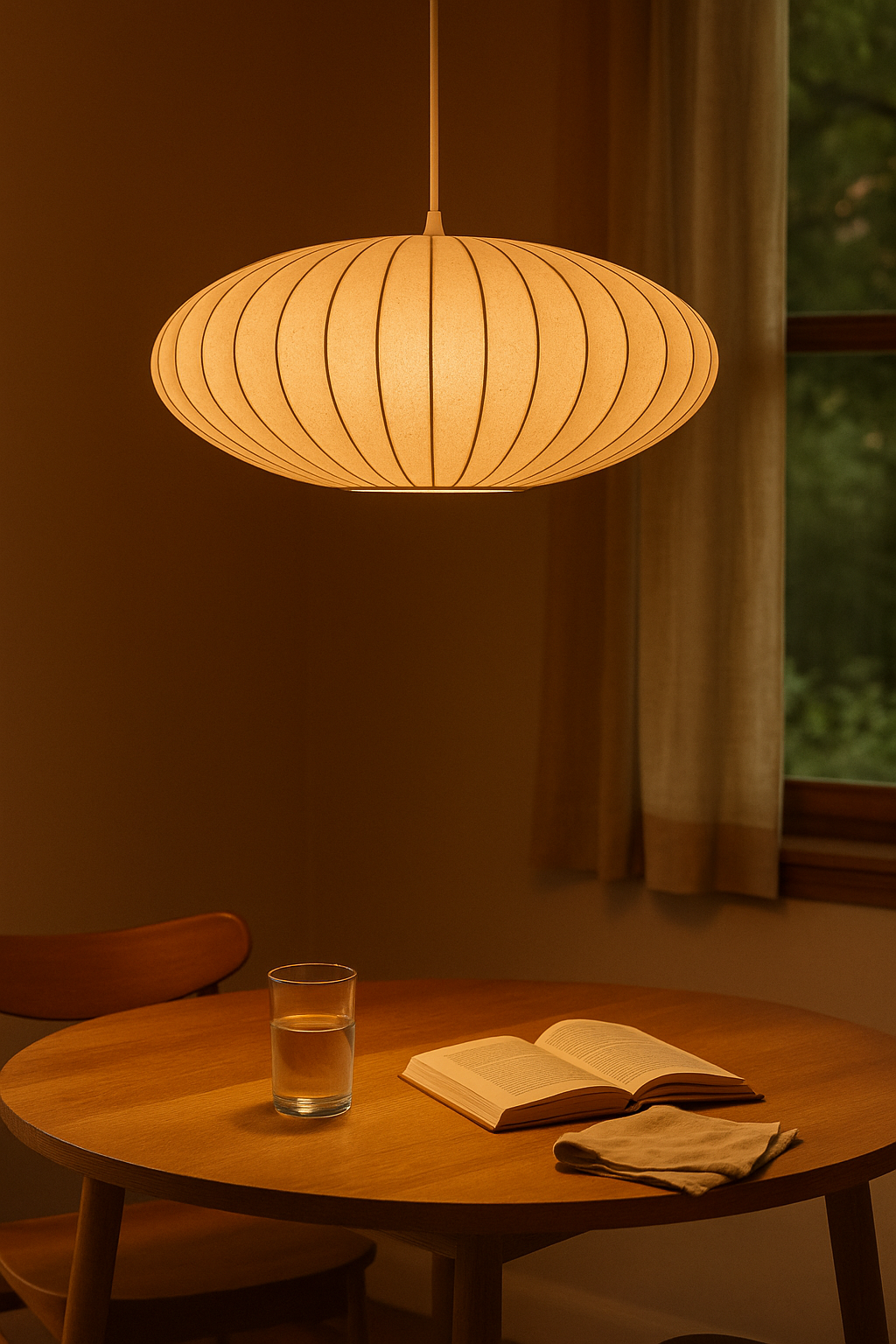 Pendant Light Ribbed Oval Living Room | Saucer Shape