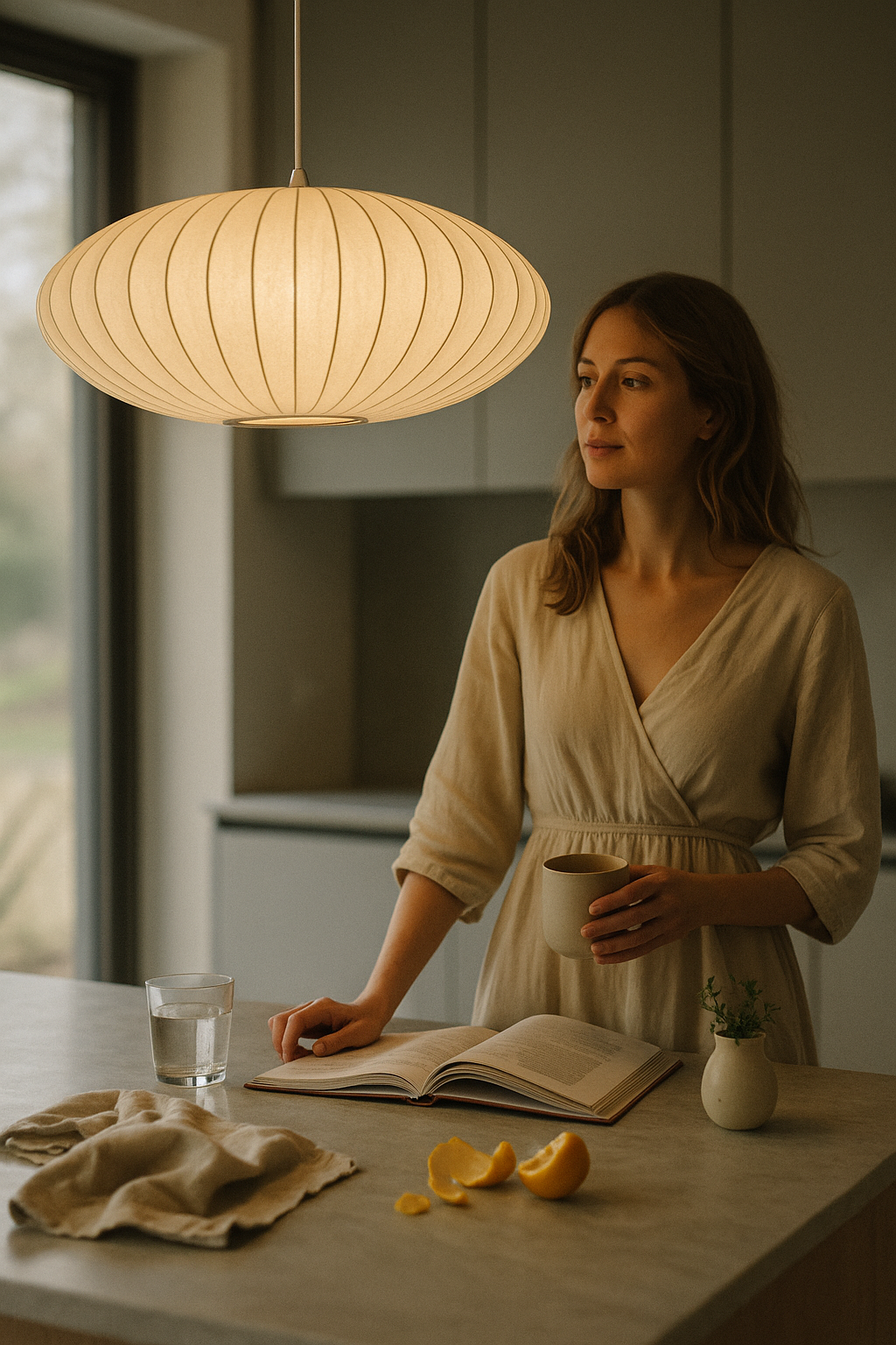 Pendant Light Ribbed Oval Living Room | Saucer Shape