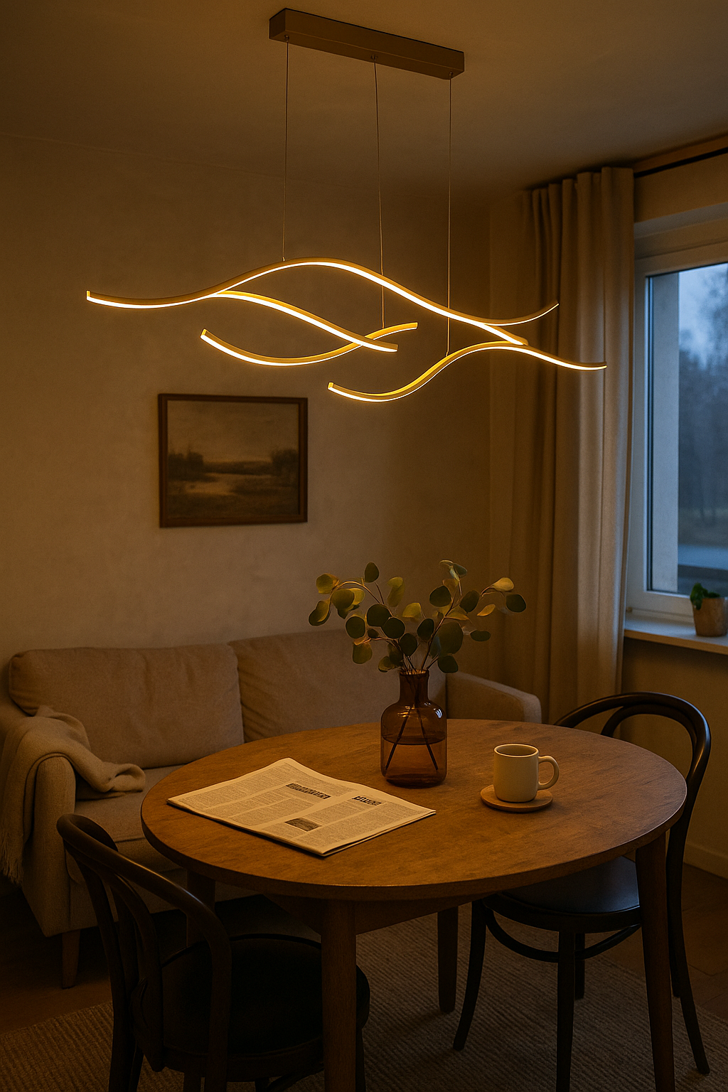 Pendant Light Wave Design Living Room | LED Curves