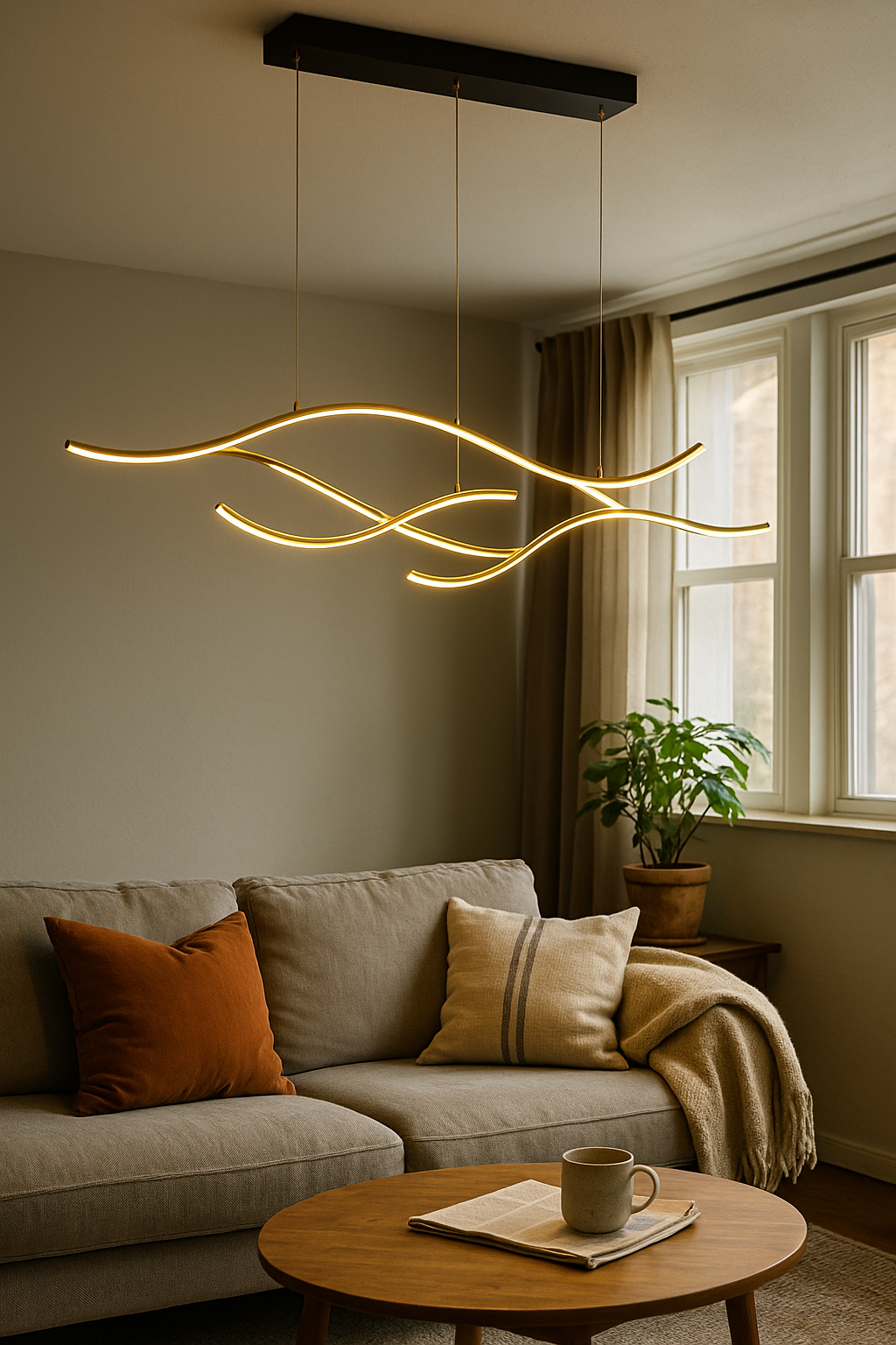 Pendant Light Wave Design Living Room | LED Curves