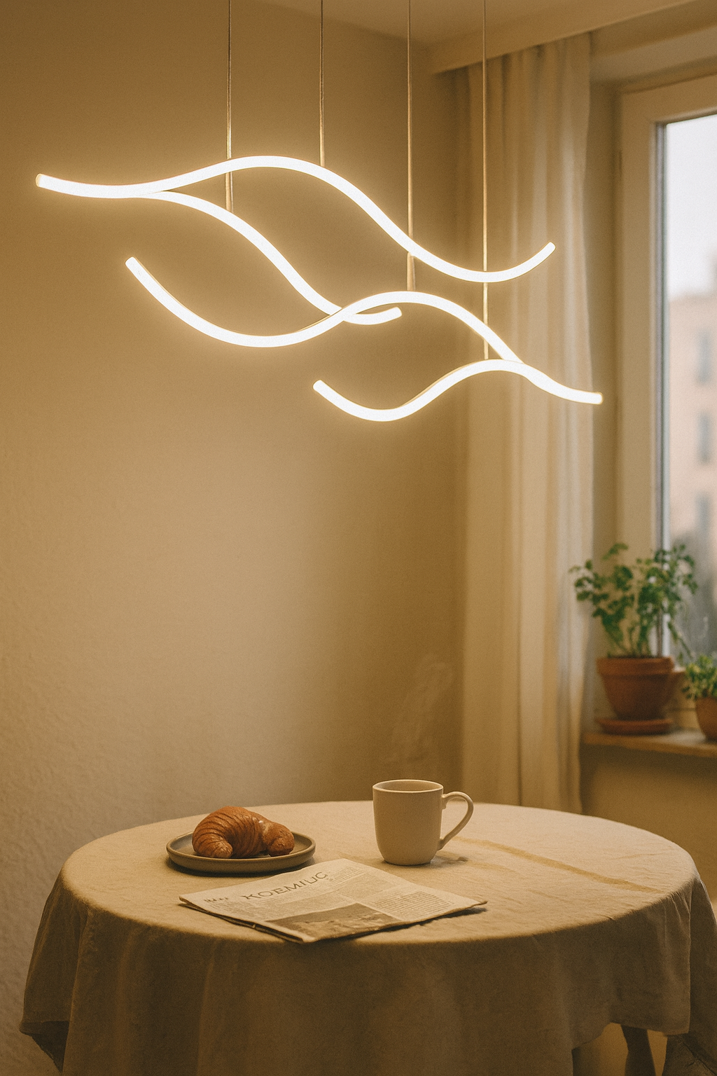 Pendant Light Wave Design Living Room | LED Curves