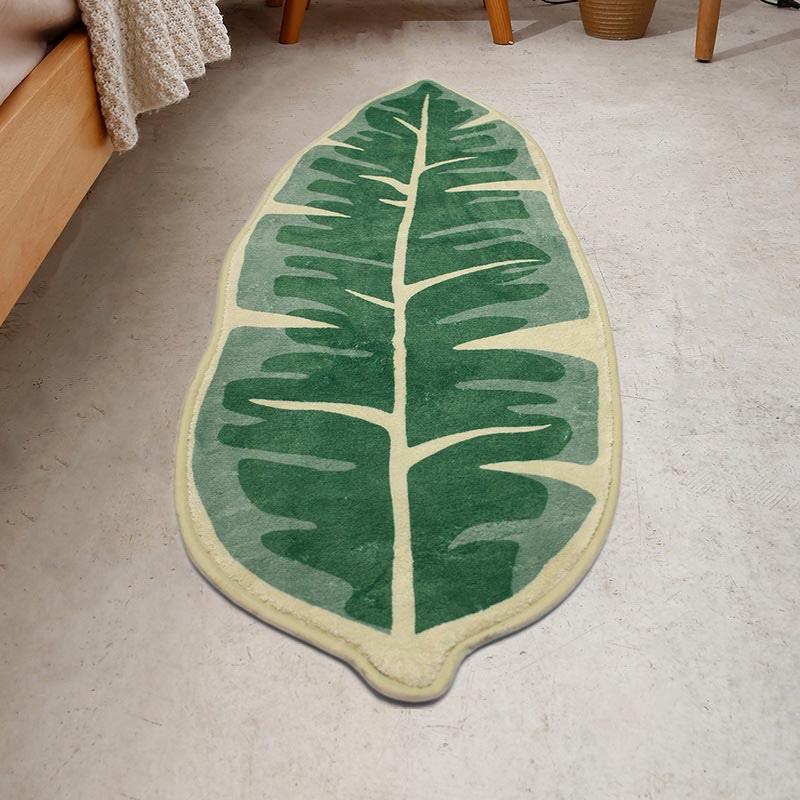 Bathroom Rug Washable Leaf Shape | Non-Slip