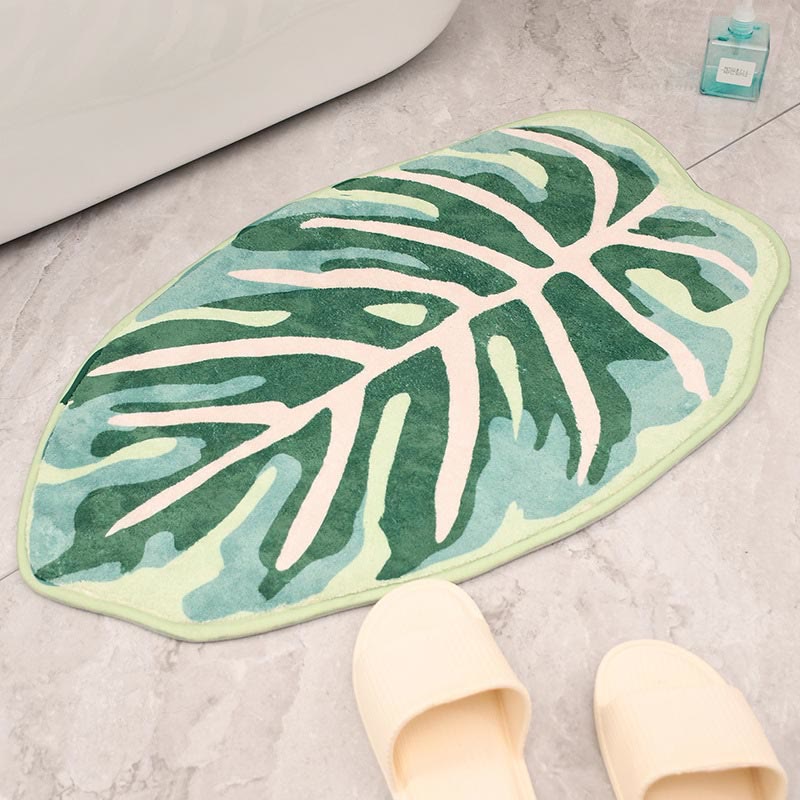 Bathroom Rug Washable Leaf Shape | Non-Slip