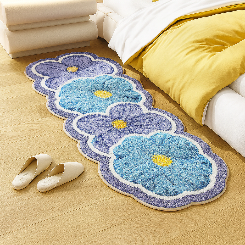 Bedroom Rug Floral Runner Washable | Large