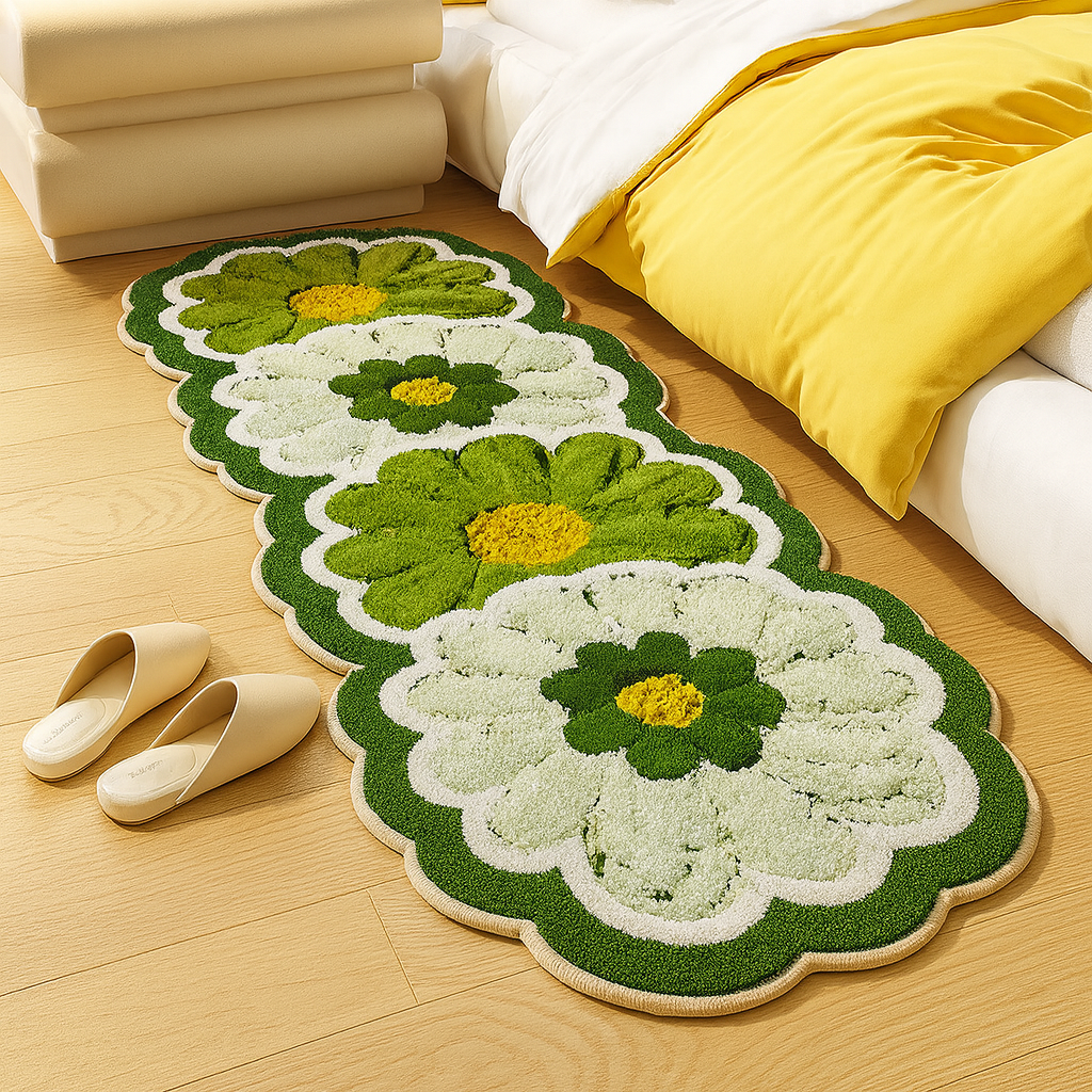 Bedroom Rug Floral Runner Washable | Large