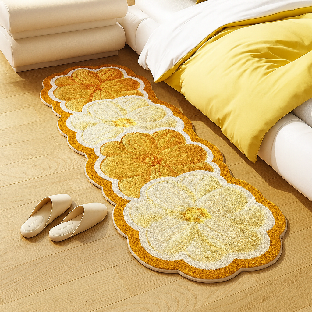 Bedroom Rug Floral Runner Washable | Large