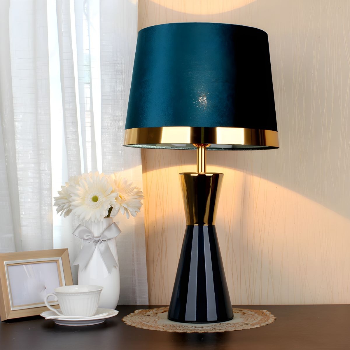 Bedside Lamp Modern Bedroom | Fabric Shade