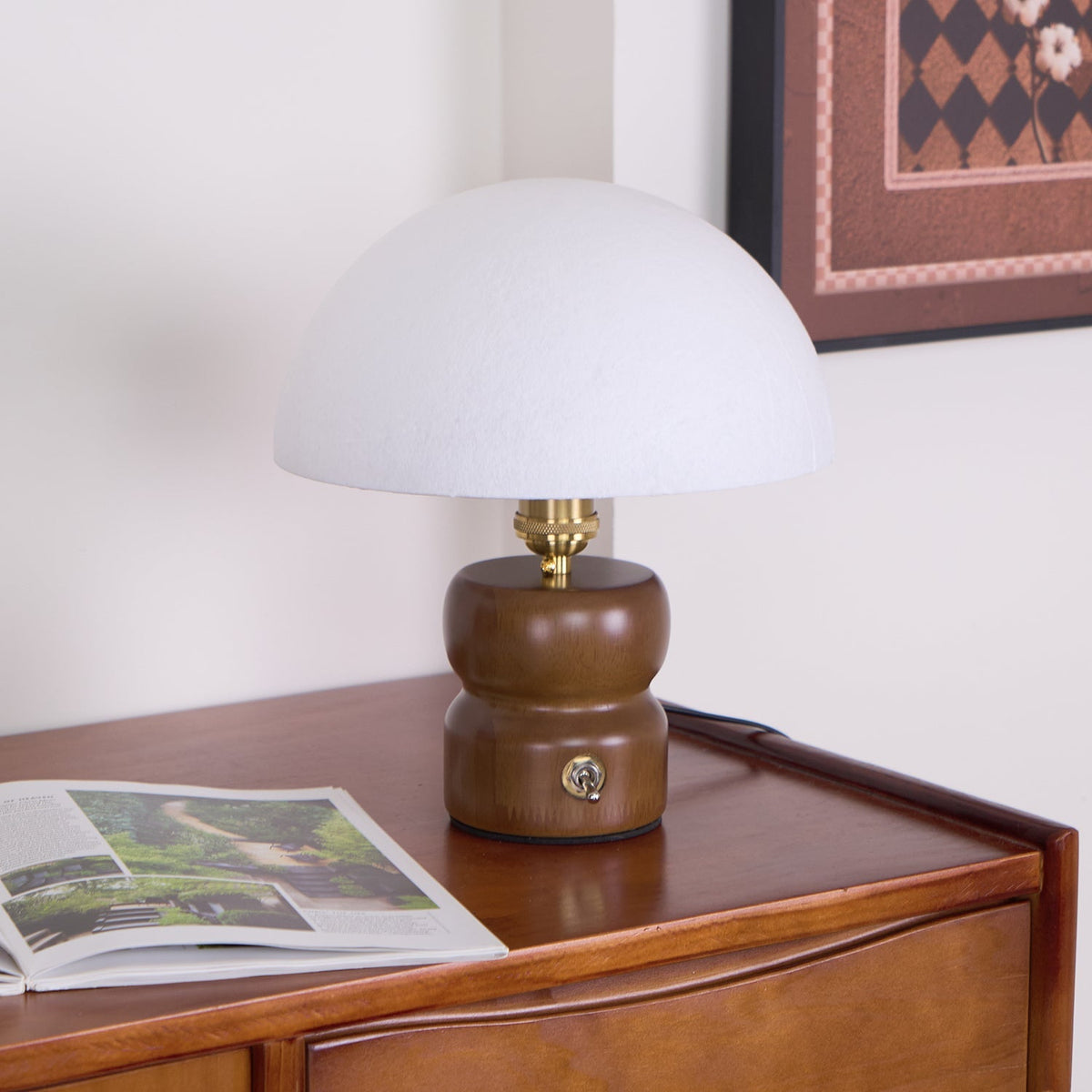 Bedside Lamps Mushroom Shape Wooden Base | Reading