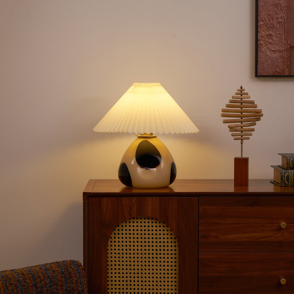 Bedside Lamps Pleated Shade Living Room | Retro