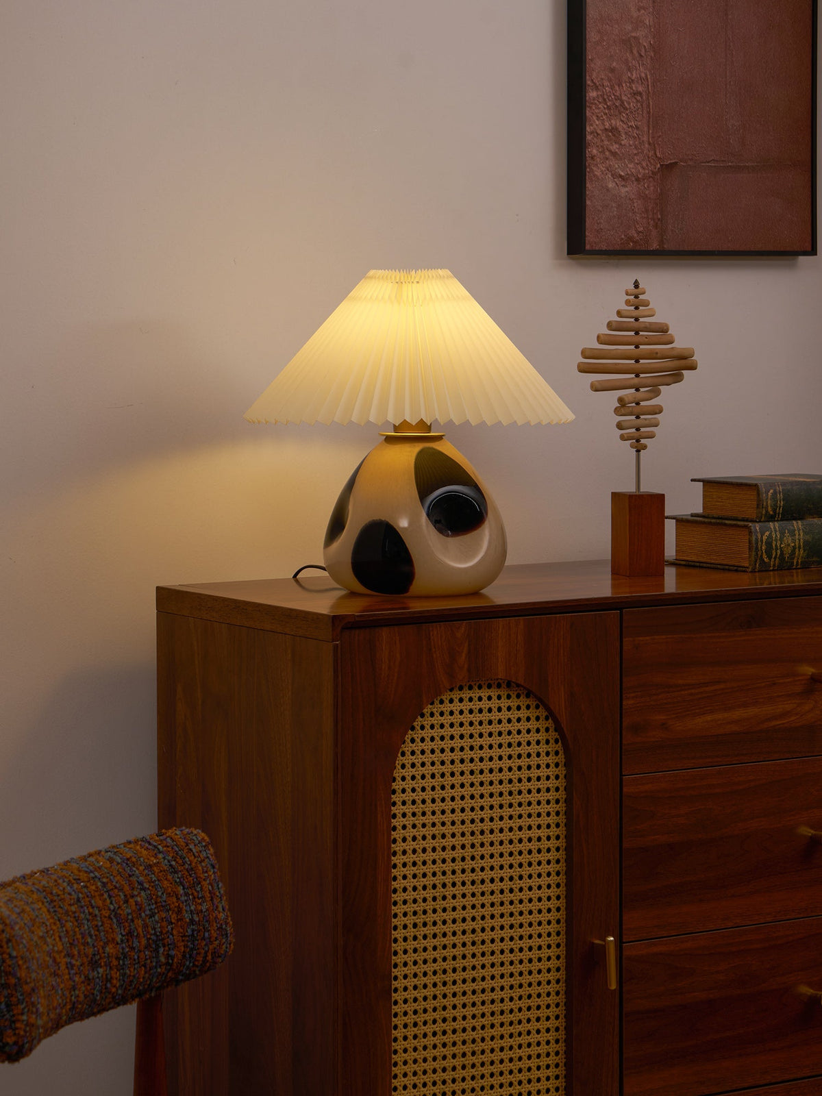 Bedside Lamps Pleated Shade Living Room | Retro