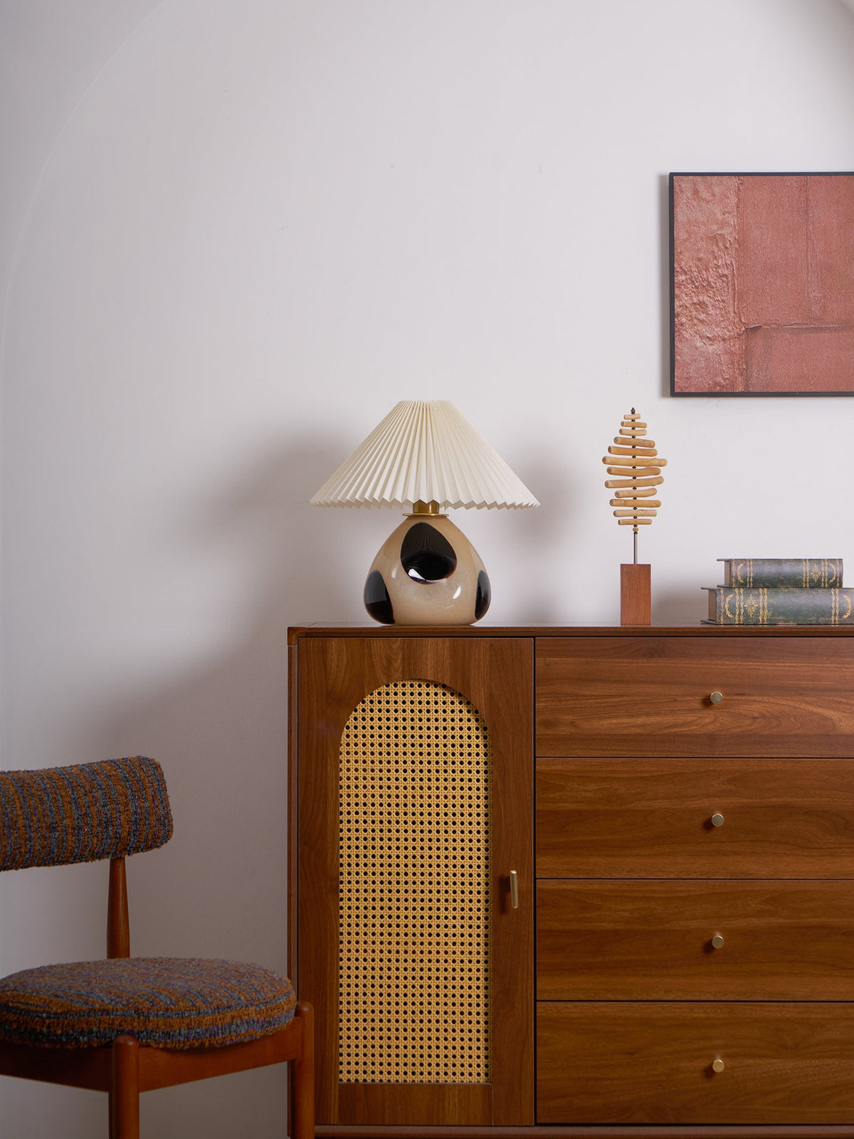 Bedside Lamps Pleated Shade Living Room | Retro