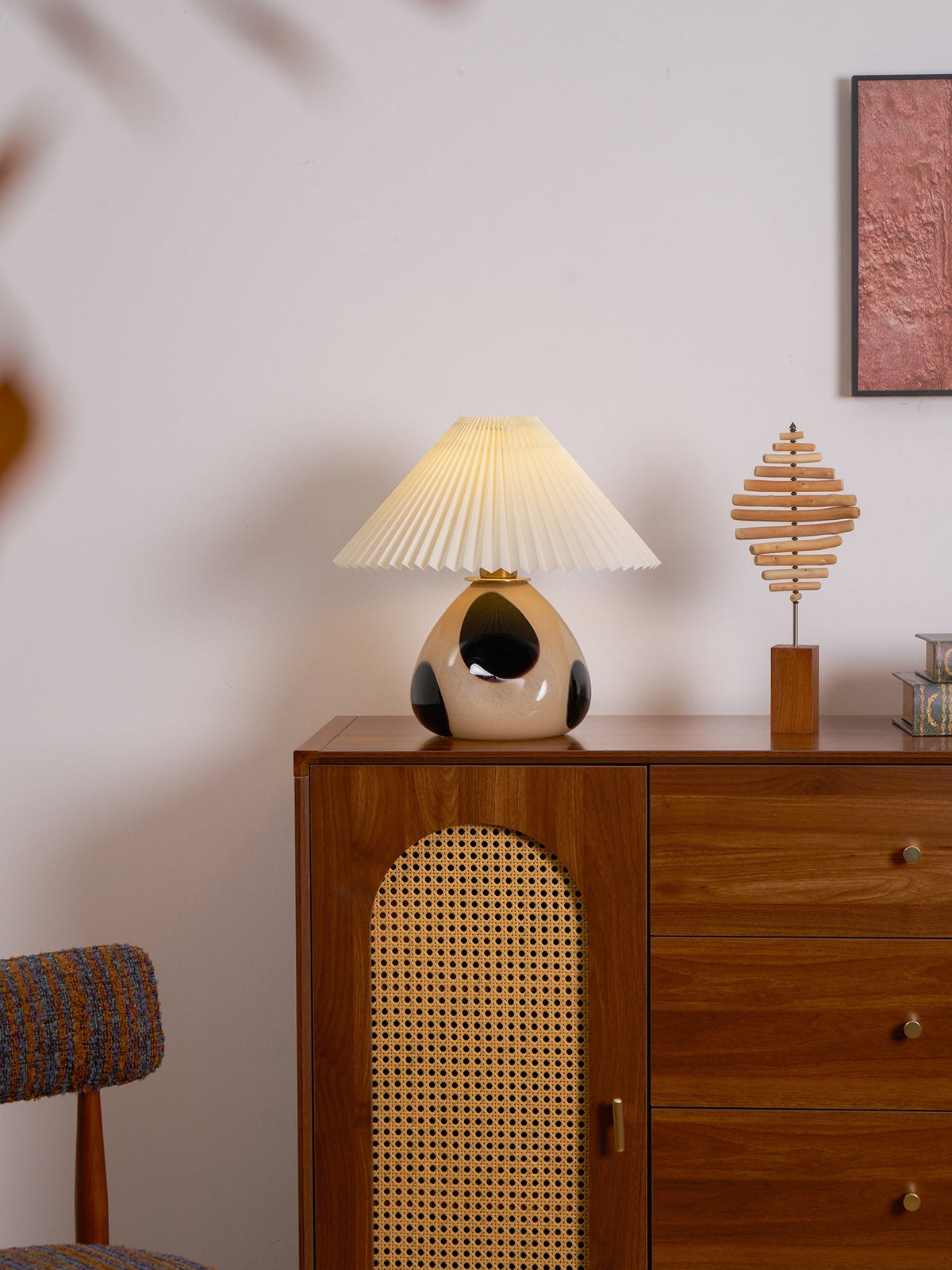 Bedside Lamps Pleated Shade Living Room | Retro