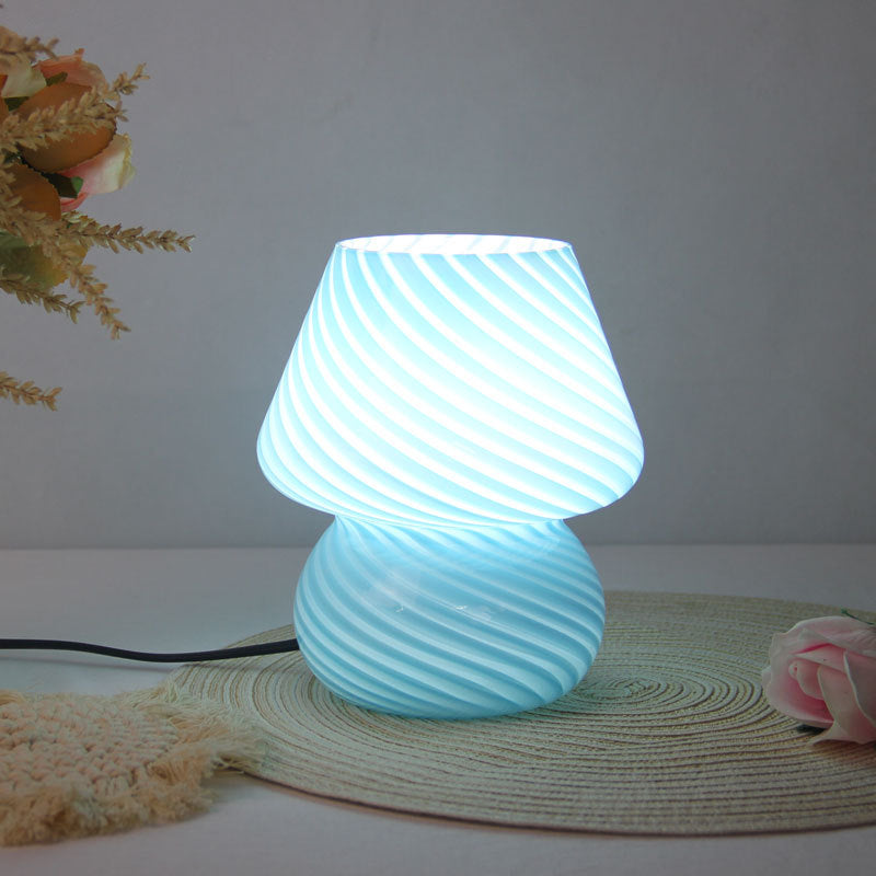 Bedside Lamps Swirl Glass Table Lamp | Mushroom Shape