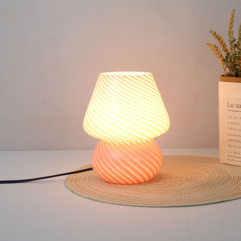 Bedside Lamps Swirl Glass Table Lamp | Mushroom Shape