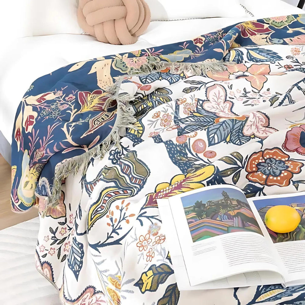 Blankets Floral Pattern Bed Throw | Large