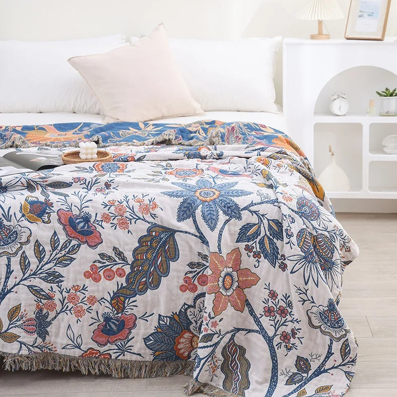 Blankets Floral Pattern Bed Throw | Large