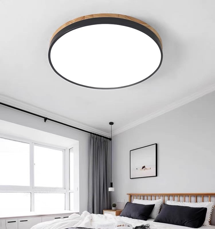 Ceiling Light Modern Bedroom | LED Wooden Frame