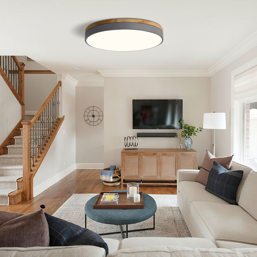 Ceiling Light Modern Bedroom | LED Wooden Frame