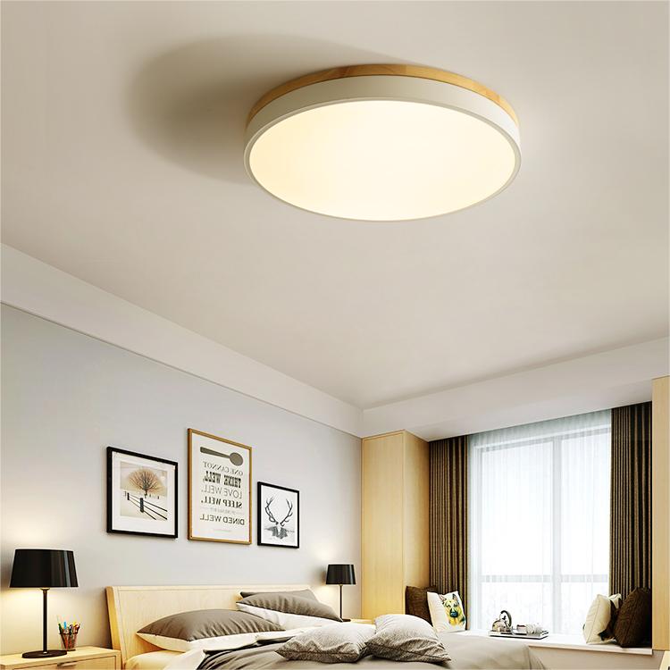 Ceiling Light Modern Bedroom | LED Wooden Frame