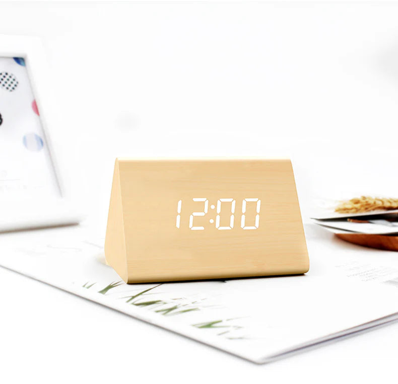 Digital Alarm Clock Modern Bedroom | Wooden LED