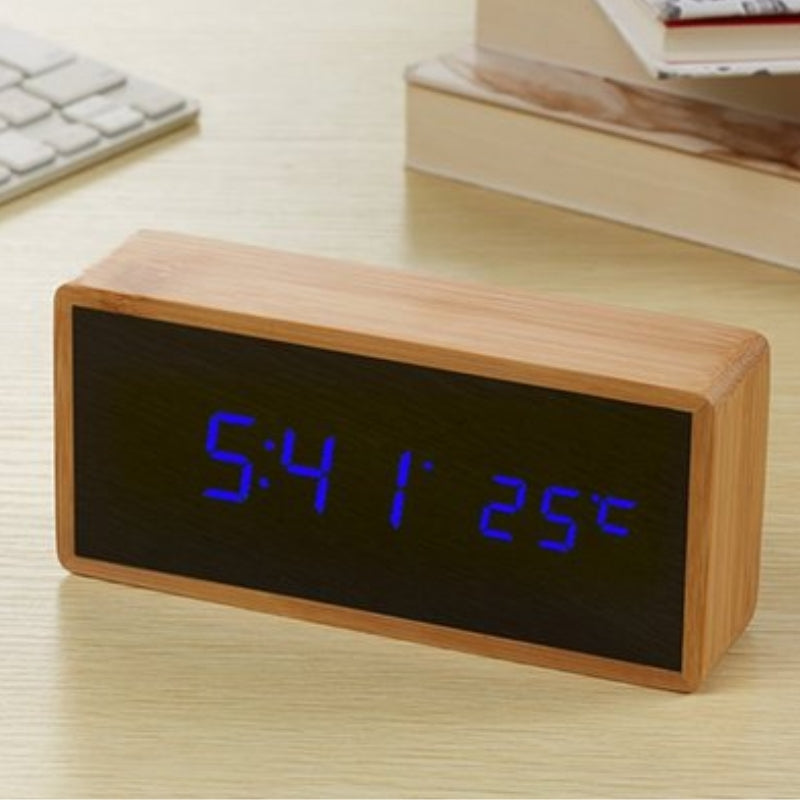 Digital Alarm Clock Wooden Design | Temperature Display