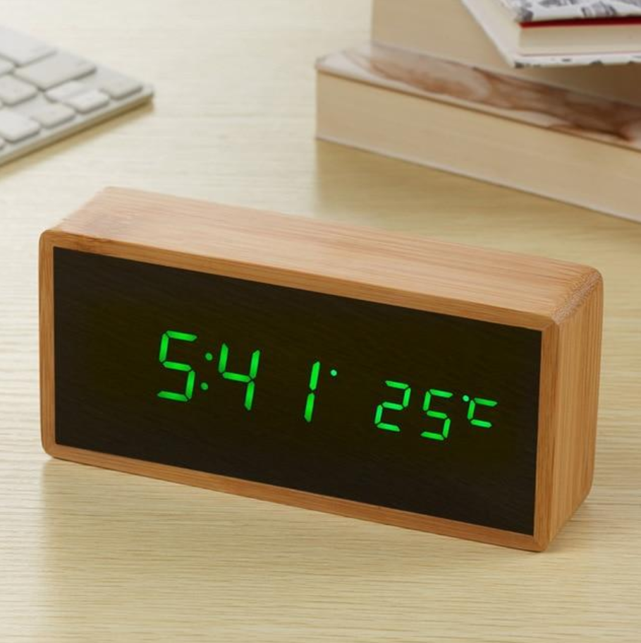 Digital Alarm Clock Wooden Design | Temperature Display