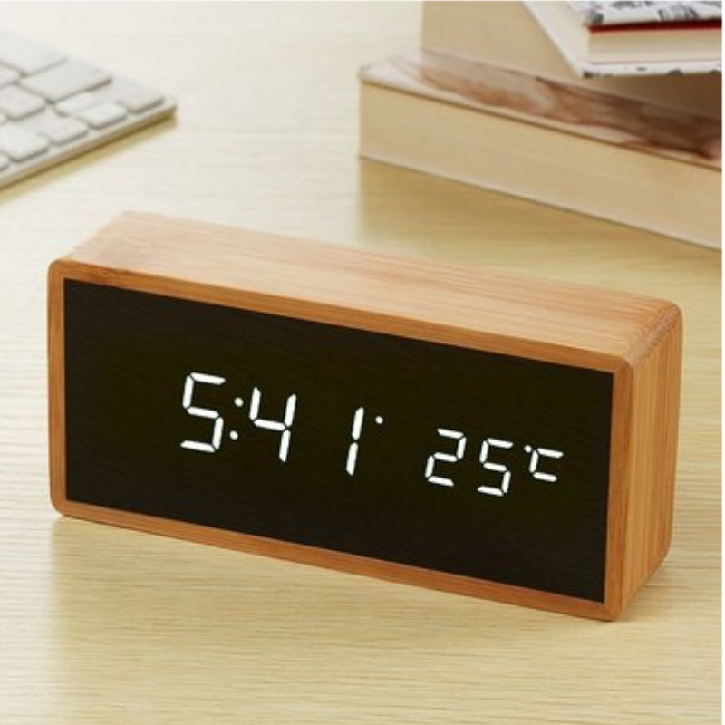 Digital Alarm Clock Wooden Design | Temperature Display