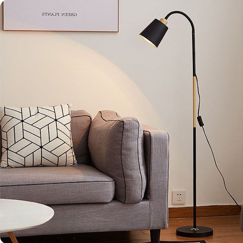 Floor Lamp Adjustable with Wooden Detail | LED Reading Light