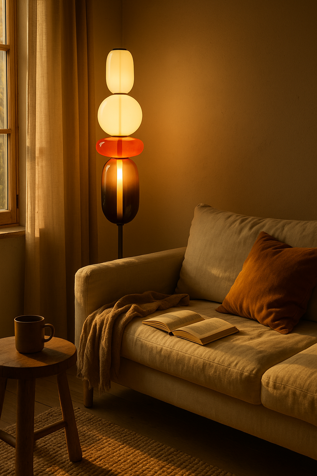Floor Lamp Stacked Glass Living Room | Sculptural