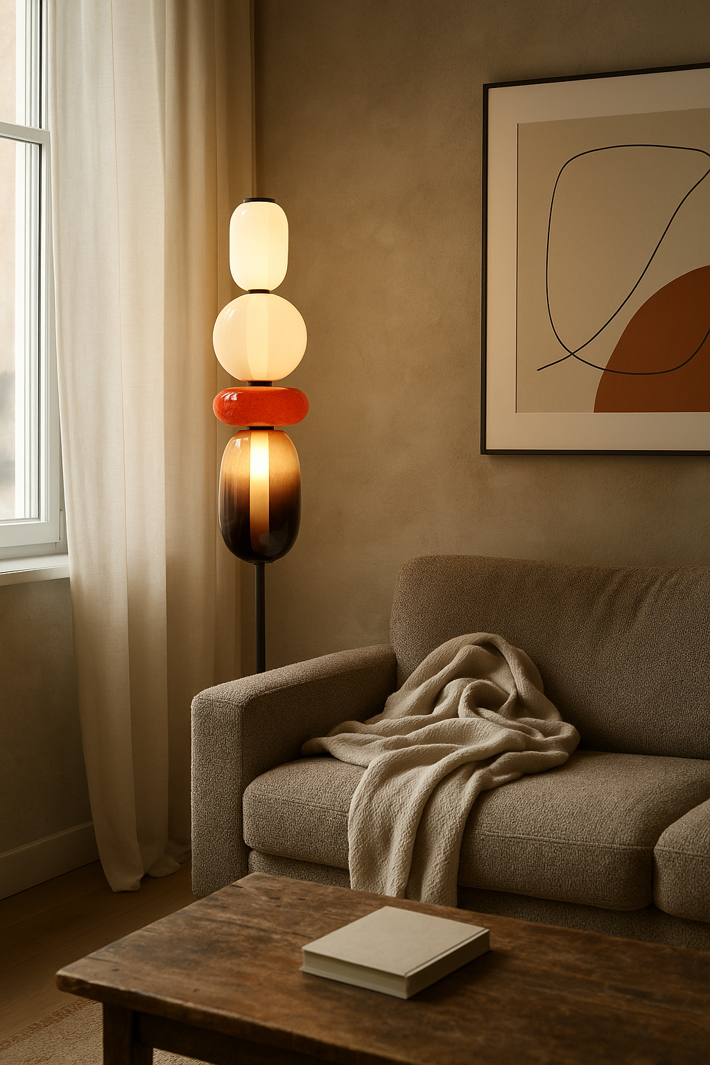 Floor Lamp Stacked Glass Living Room | Sculptural