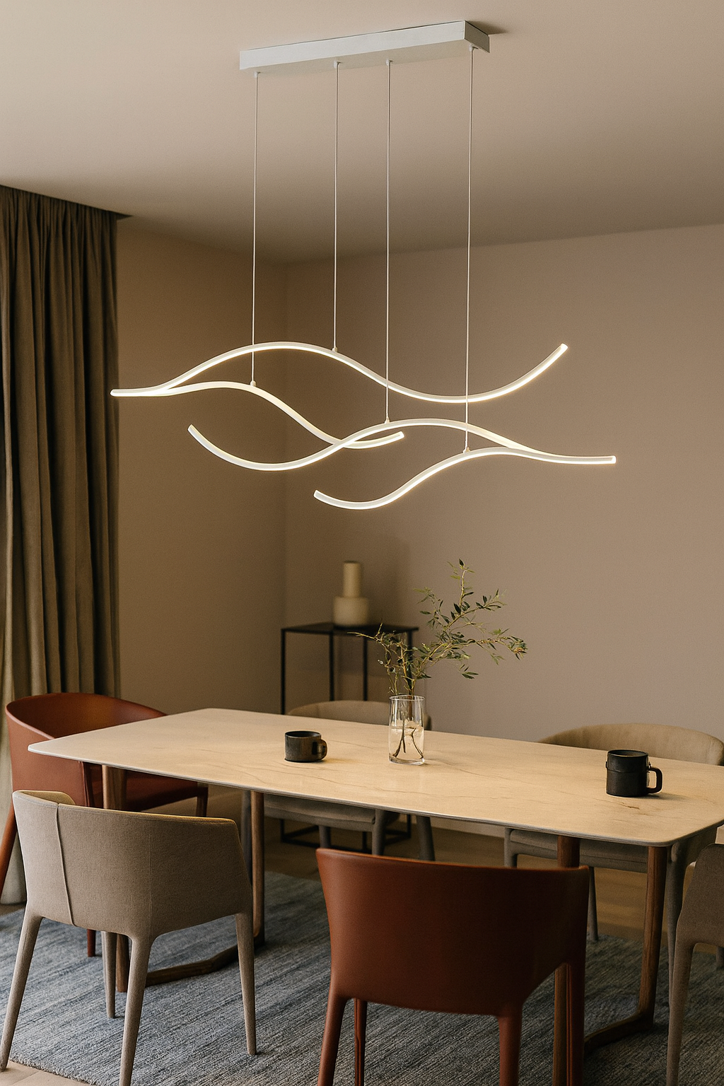 Pendant Light Wave Design Living Room | LED Curves