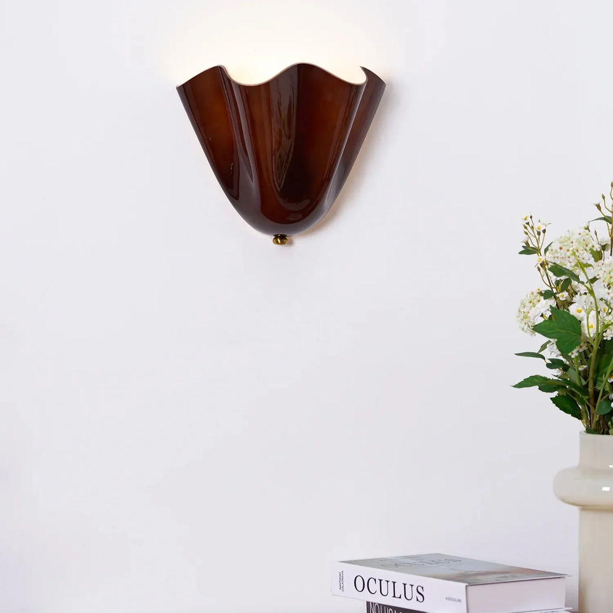 Wall Light Textured Glass Shell Design | LED