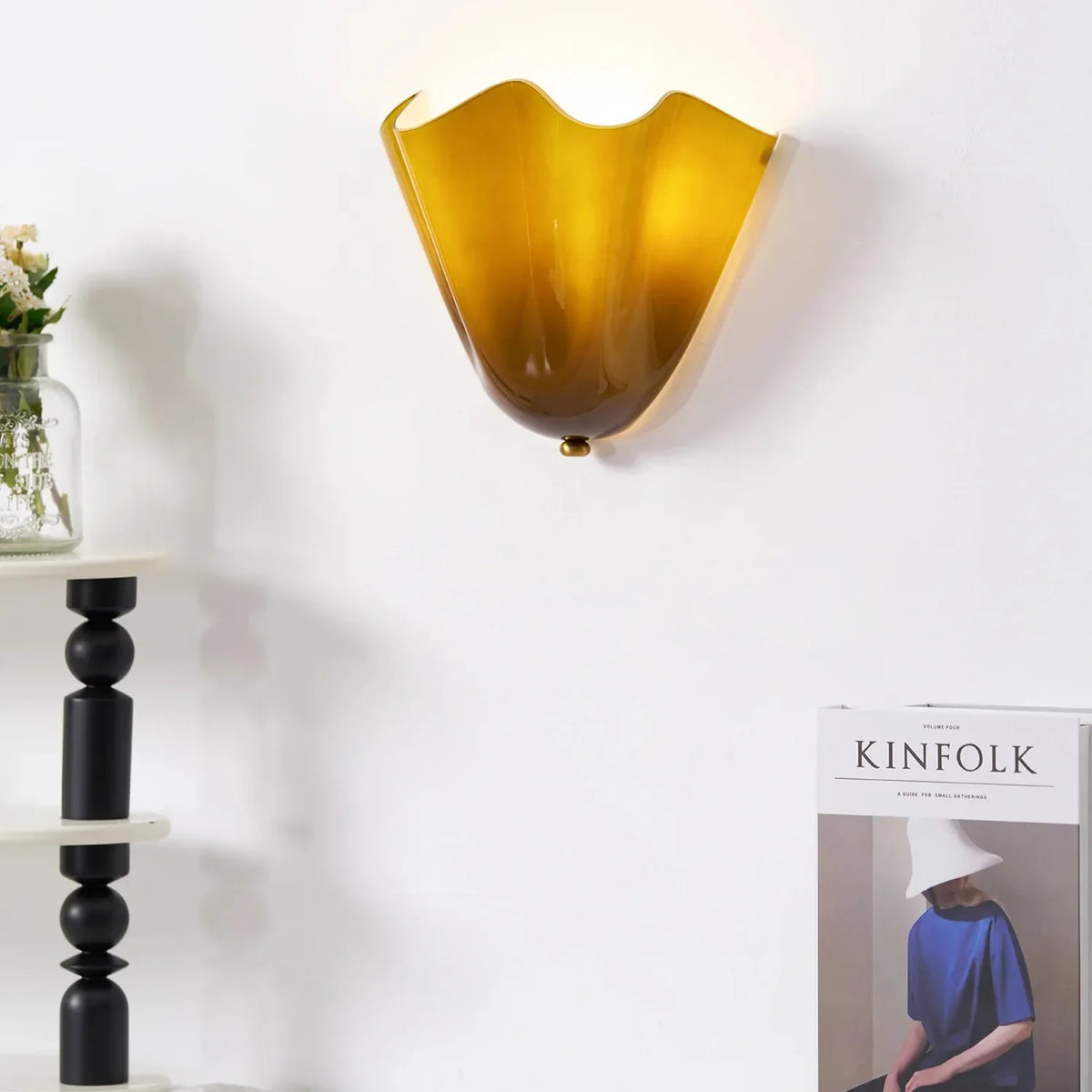 Wall Light Textured Glass Shell Design | LED