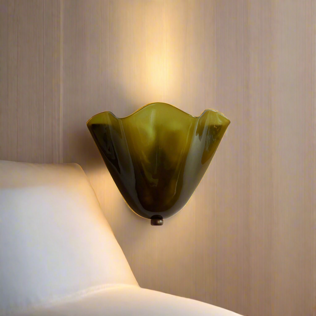 Wall Light Textured Glass Shell Design | LED