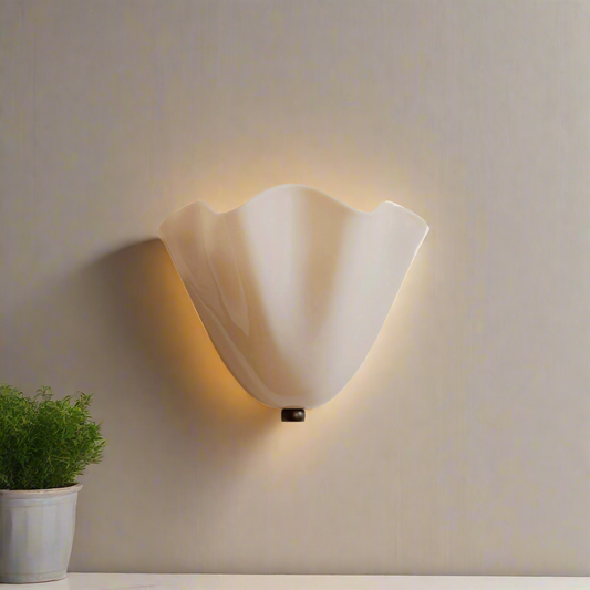 Wall Light Textured Glass Shell Design | LED