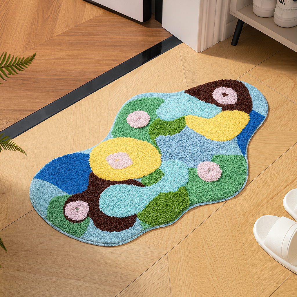 Washable Rugs Fluffy Abstract Shape | Large